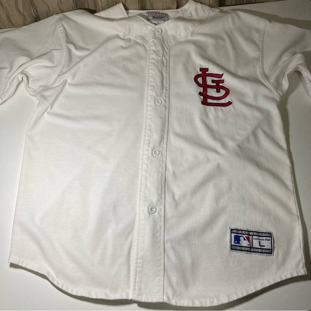 St. Louis Cardinals Men's L White Jersey MLB Vintage Starter Blank Back